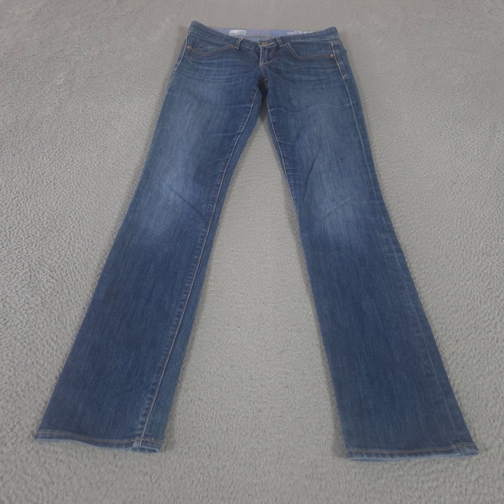 Gap Jeans Womens 27/4 Long Blue Real Straight Dark Wash Stretch Denim Classic
